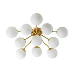 (OpenBox) Bloom Brass Frosted Glass Bubble Semi Flush Chandelier