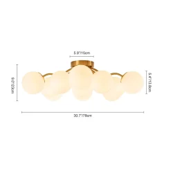 (OpenBox) Bloom Brass Frosted Glass Bubble Semi Flush Chandelier