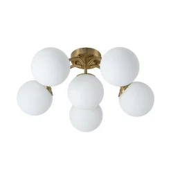 (OpenBox) Bloom Brass Frosted Glass Bubble Semi Flush Chandelier