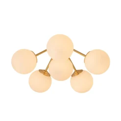 (OpenBox) Bloom Brass Frosted Glass Bubble Semi Flush Chandelier