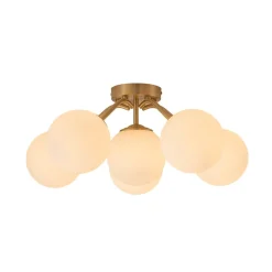 (OpenBox) Bloom Brass Frosted Glass Bubble Semi Flush Chandelier