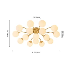 (OpenBox) Bloom Brass Frosted Glass Bubble Semi Flush Chandelier