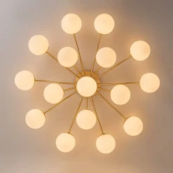(OpenBox) Bloom Brass Frosted Glass Bubble Semi Flush Chandelier