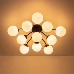 (OpenBox) Bloom Brass Frosted Glass Bubble Semi Flush Chandelier