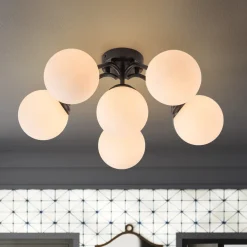 (OpenBox) Bloom Brass Frosted Glass Bubble Semi Flush Chandelier
