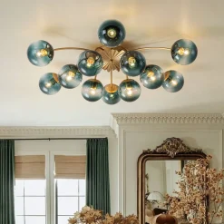 (OpenBox) Bloom 12-Light Blue Glass Bubble Semi Flush Chandelier