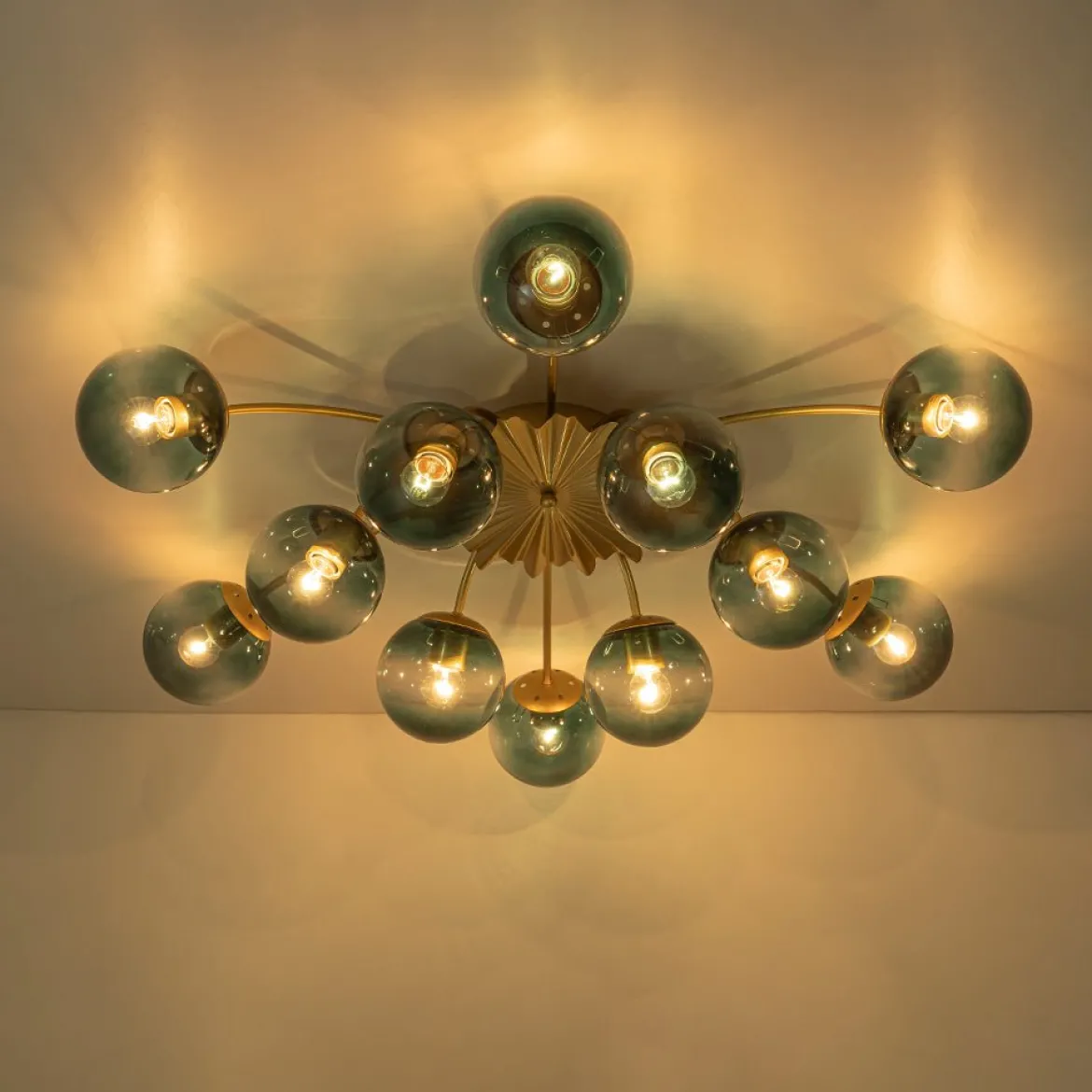 (OpenBox) Bloom 12-Light Blue Glass Bubble Semi Flush Chandelier