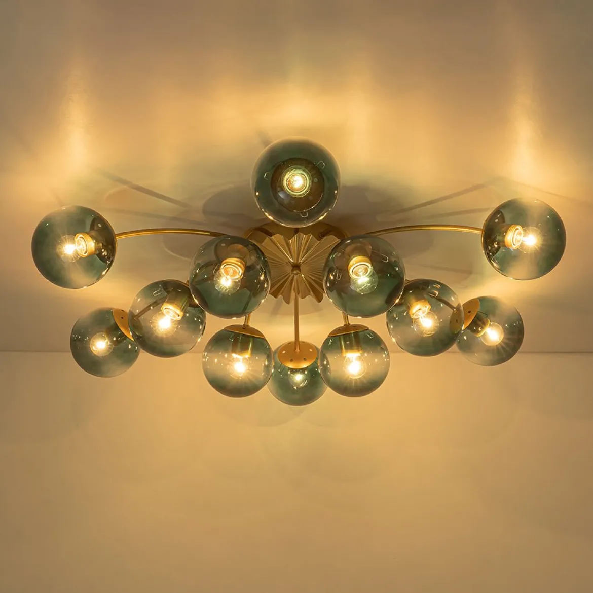 (OpenBox) Bloom 12-Light Blue Glass Bubble Semi Flush Chandelier