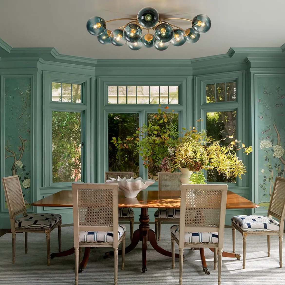(OpenBox) Bloom 12-Light Blue Glass Bubble Semi Flush Chandelier