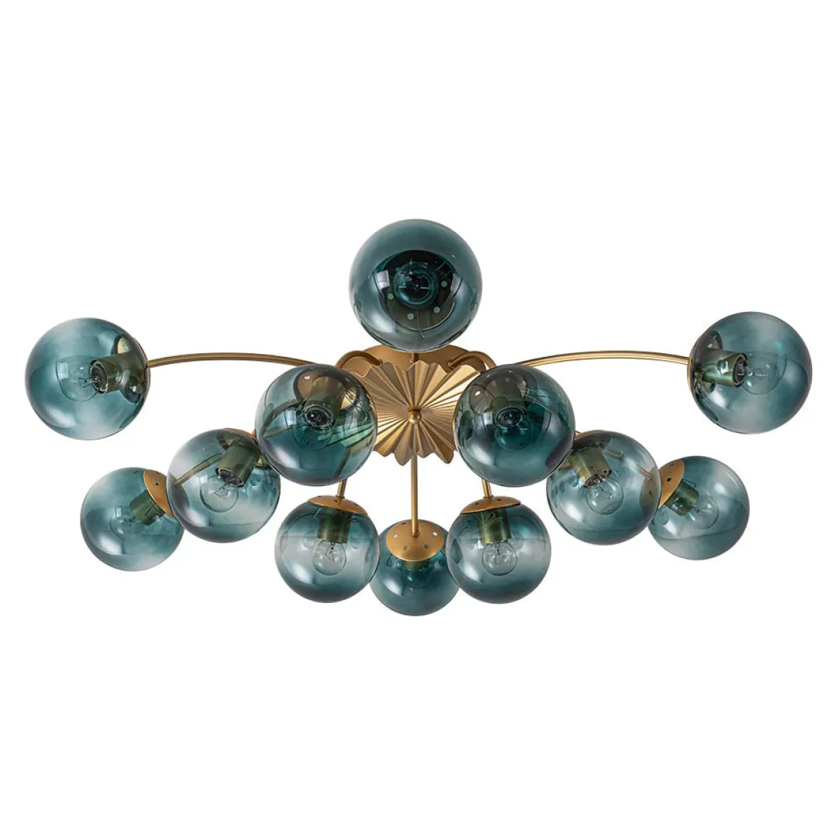 (OpenBox) Bloom 12-Light Blue Glass Bubble Semi Flush Chandelier