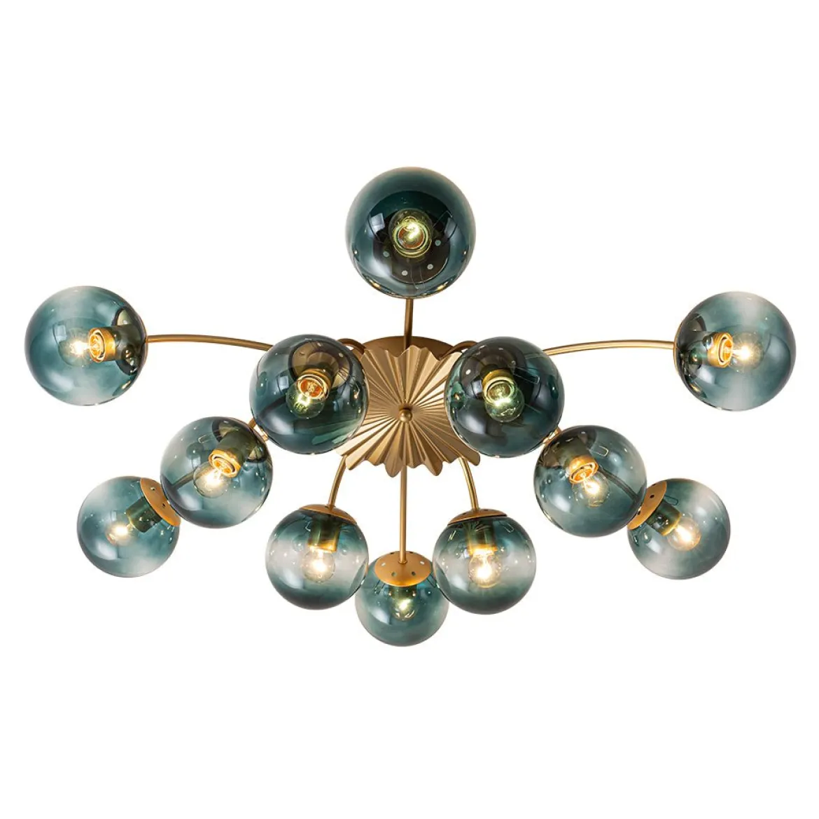 (OpenBox) Bloom 12-Light Blue Glass Bubble Semi Flush Chandelier