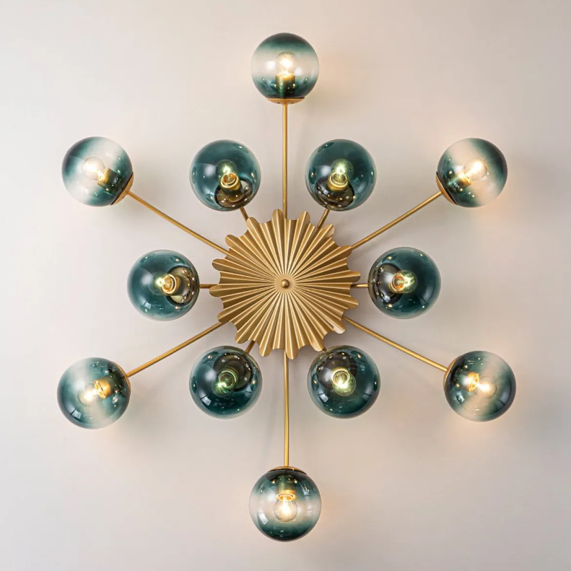 (OpenBox) Bloom 12-Light Blue Glass Bubble Semi Flush Chandelier