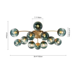(OpenBox) Bloom 12-Light Blue Glass Bubble Semi Flush Chandelier