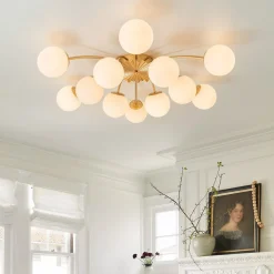 (OpenBox) Blossom 12-Light Opal Glass Bubble Semi Flush Chandelier