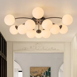 (OpenBox) Blossom 12-Light Opal Glass Bubble Semi Flush Chandelier