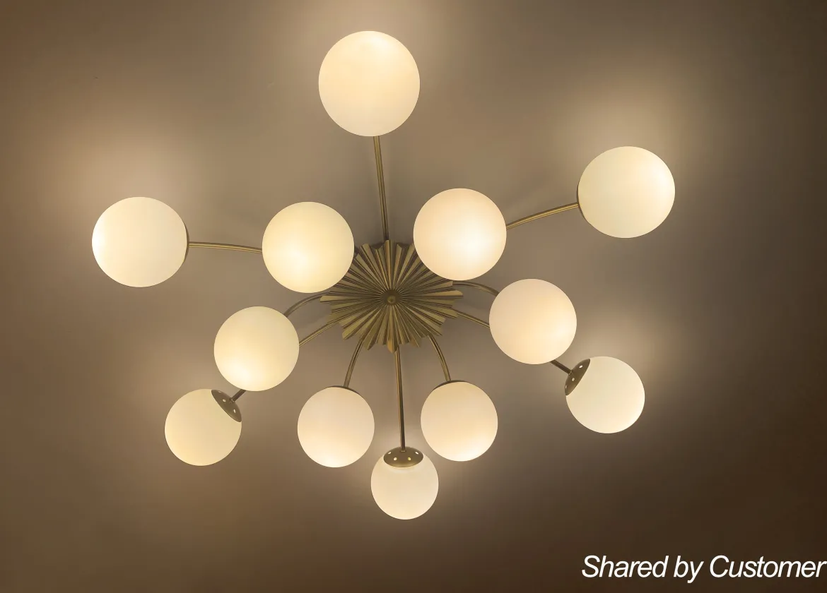 (OpenBox) Blossom 12-Light Opal Glass Bubble Semi Flush Chandelier