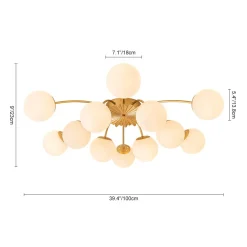 (OpenBox) Blossom 12-Light Opal Glass Bubble Semi Flush Chandelier