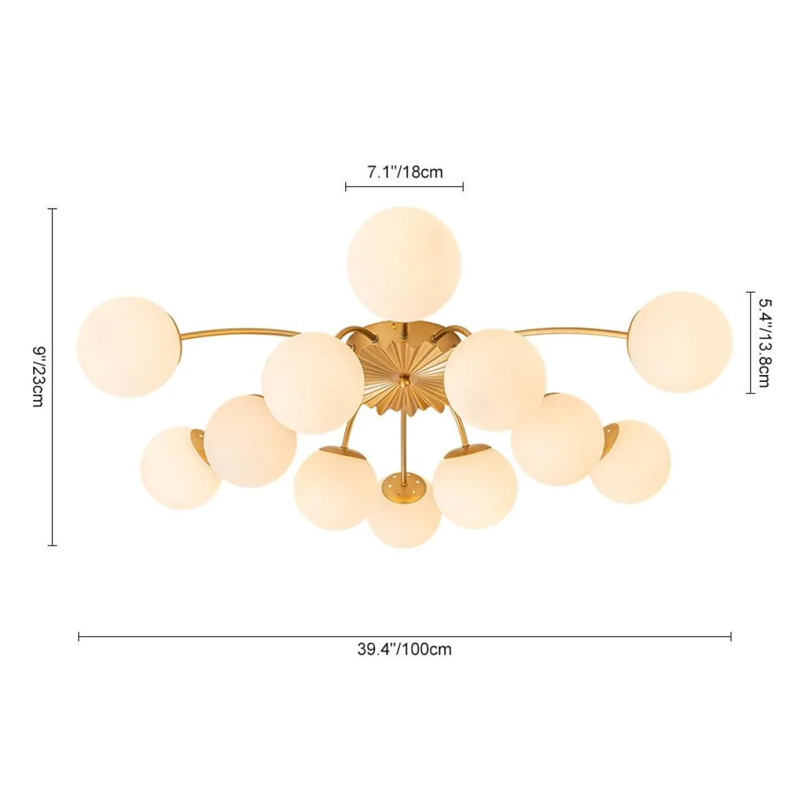 (OpenBox) Blossom 12-Light Opal Glass Bubble Semi Flush Chandelier