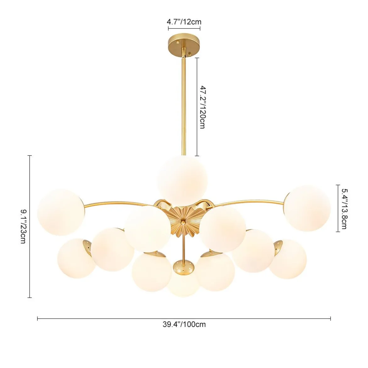 (OpenBox) Blossom 12-Light Opal Glass Bubble Semi Flush Chandelier