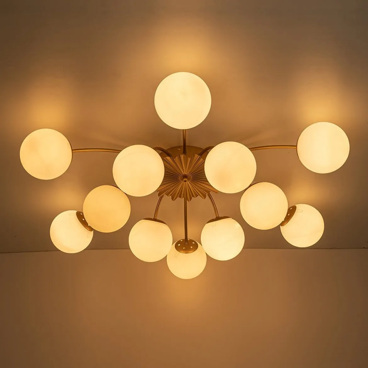 (OpenBox) Blossom 12-Light Opal Glass Bubble Semi Flush Chandelier
