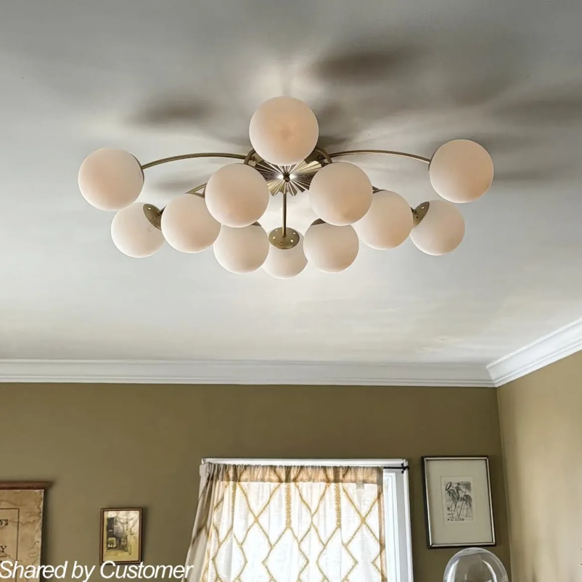 (OpenBox) Blossom 12-Light Opal Glass Bubble Semi Flush Chandelier