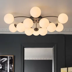 (OpenBox) Blossom 12-Light Opal Glass Bubble Semi Flush Chandelier