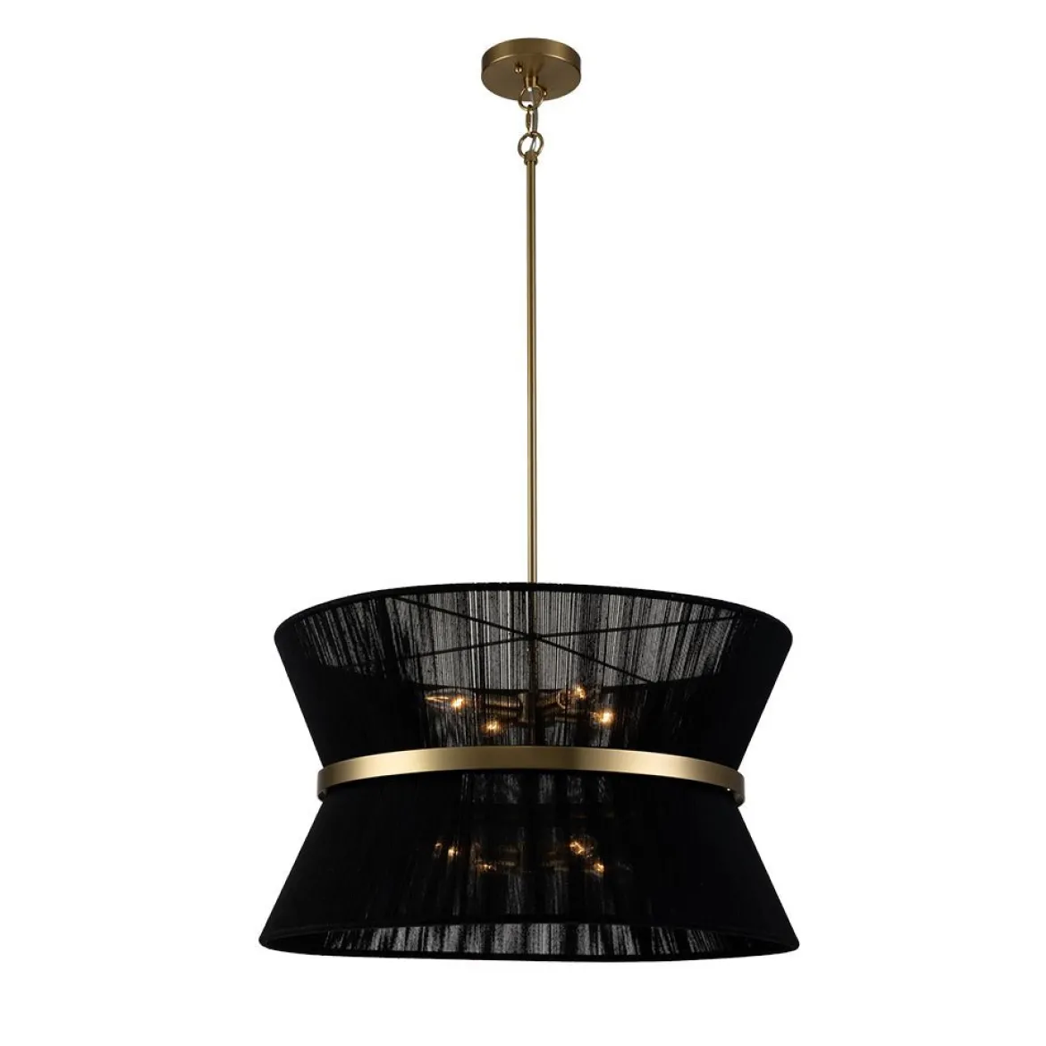 (OpenBox) Boho 2-Tier Woven Thread Tapered Drum Pendant Light
