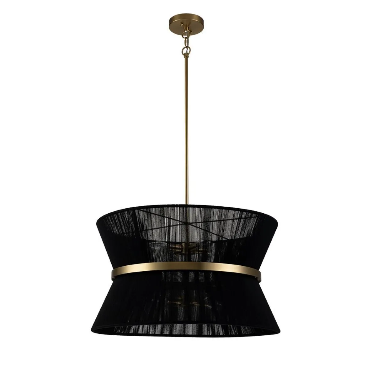 (OpenBox) Boho 2-Tier Woven Thread Tapered Drum Pendant Light