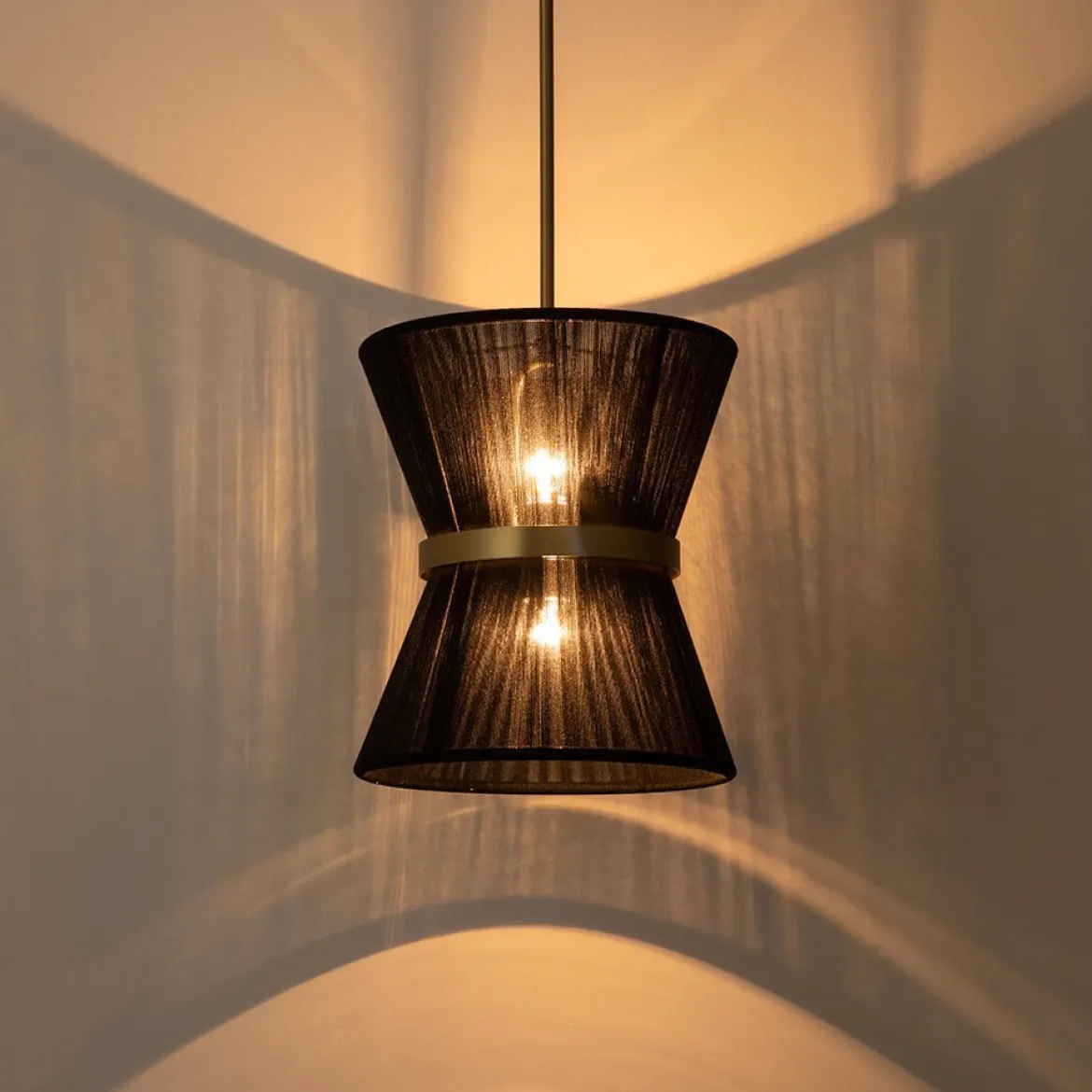 (OpenBox) Boho 2-Tier Woven Thread Tapered Drum Pendant Light