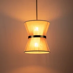 (OpenBox) Boho 2-Tier Woven Thread Tapered Drum Pendant Light