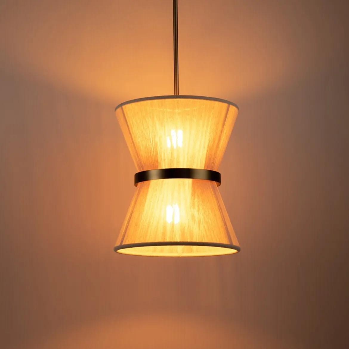 (OpenBox) Boho 2-Tier Woven Thread Tapered Drum Pendant Light