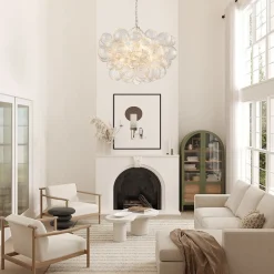 (OpenBox) Brass Cluster Ribbed Glass Globe Bubble Chandelier