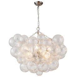 (OpenBox) Brass Cluster Ribbed Glass Globe Bubble Chandelier