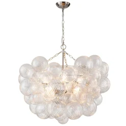 (OpenBox) Brass Cluster Ribbed Glass Globe Bubble Chandelier
