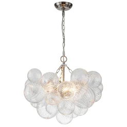 (OpenBox) Brass Cluster Ribbed Glass Globe Bubble Chandelier