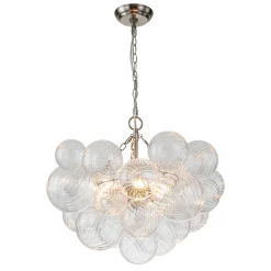 (OpenBox) Brass Cluster Ribbed Glass Globe Bubble Chandelier