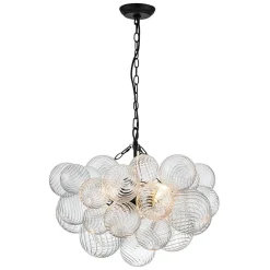 (OpenBox) Brass Cluster Ribbed Glass Globe Bubble Chandelier