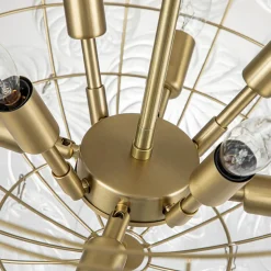 (OpenBox) Brass Cluster Ribbed Glass Globe Bubble Chandelier