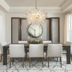 (OpenBox) Brass Cluster Ribbed Glass Globe Bubble Chandelier