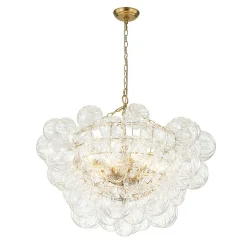 (OpenBox) Brass Cluster Sculpture Texture Glass Globe Bubble Chandelier