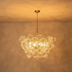 (OpenBox) Brass Cluster Sculpture Texture Glass Globe Bubble Chandelier