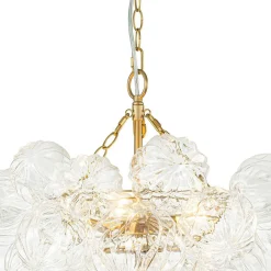(OpenBox) Brass Cluster Sculpture Texture Glass Globe Bubble Chandelier