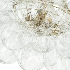 (OpenBox) Brass Cluster Sculpture Texture Glass Globe Bubble Chandelier
