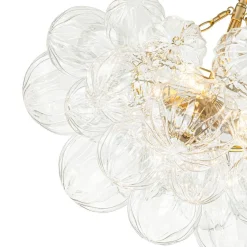 (OpenBox) Brass Cluster Sculpture Texture Glass Globe Bubble Chandelier