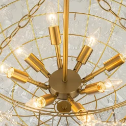(OpenBox) Brass Cluster Sculpture Texture Glass Globe Bubble Chandelier