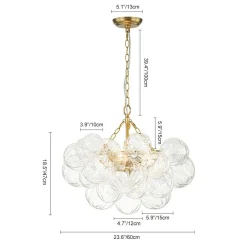 (OpenBox) Brass Cluster Sculpture Texture Glass Globe Bubble Chandelier