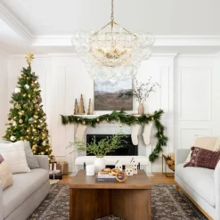 (OpenBox) Brass Cluster Sculpture Texture Glass Globe Bubble Chandelier