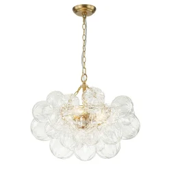 (OpenBox) Brass Cluster Sculpture Texture Glass Globe Bubble Chandelier