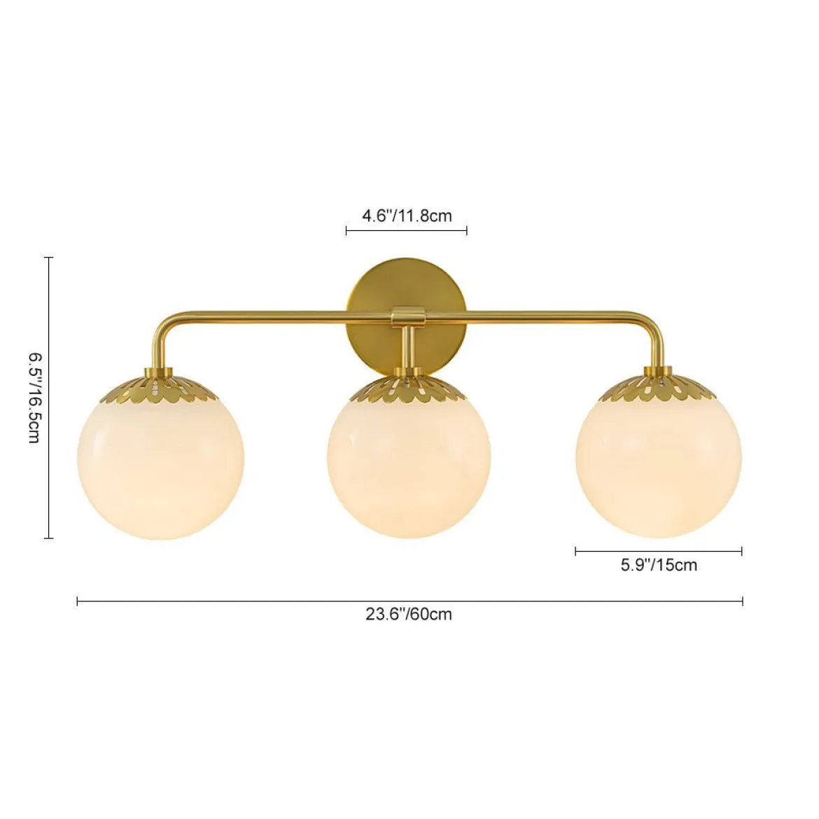 (OpenBox) Brass Daisy 3-Light Opal Glass Globe Vanity Light