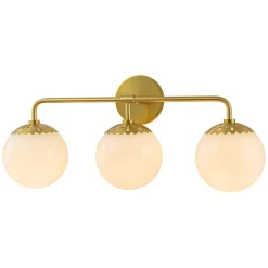 (OpenBox) Brass Daisy 3-Light Opal Glass Globe Vanity Light